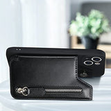 TopFunny Cartera adhesiva para funda de teléfono, tarjetero adhesivo de crédito para la parte posterior de las fundas del teléfono, funda de cuero con cremallera, compatible con iPhone, Samsung Galaxy la mayoría de los smartphones, color negro