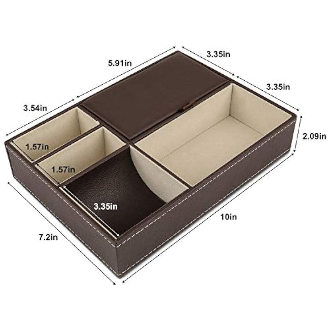 Organizador de piel con 5 compartimentos para accesorios