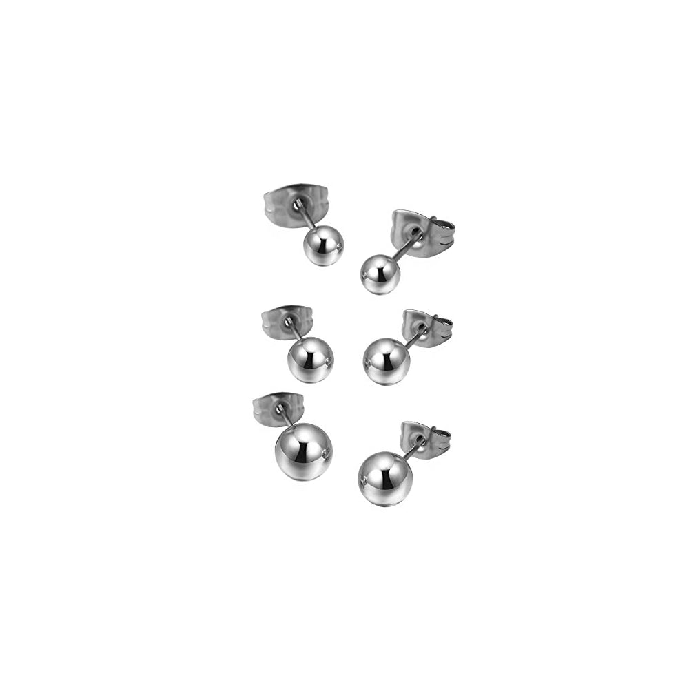 Aretes de tuerca redondos pulidos para mujer