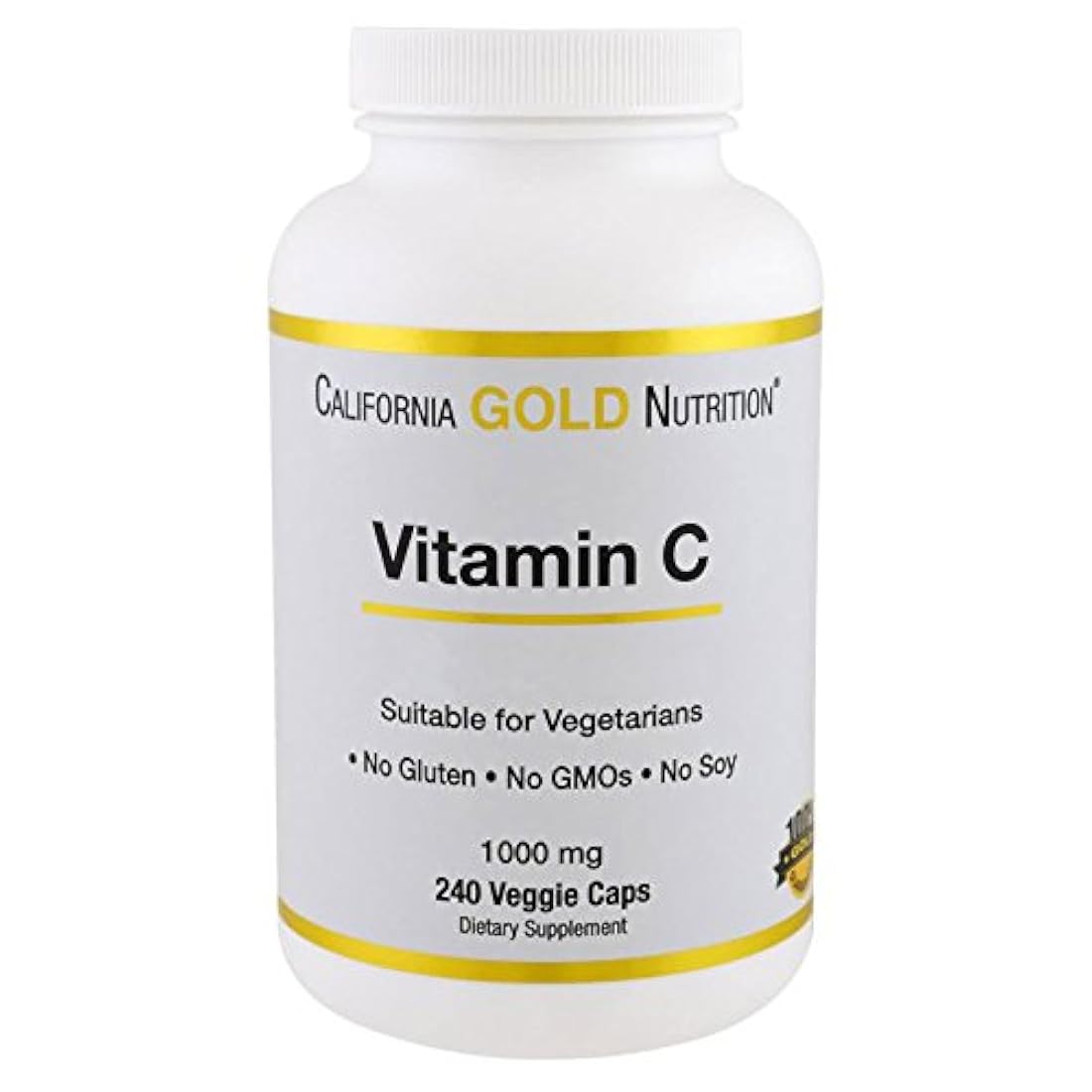 Vitamina C 1 000 mg 240 cápsulas vegetarianas sin leche.