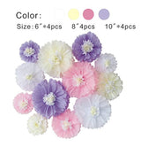 Paquete de 12 flores de papel de seda de color rosa y blanco