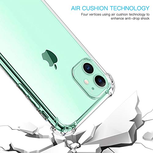 Cavie Brands Funda transparente para iPhone 11 con 2 protectores de pantalla, máxima protección de absorción de golpes, funda transparente para iPhone 11, compatible con Apple iPhone 11