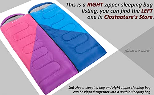Clostnature Saco de dormir para adultos y niños, saco de dormir ligero para niñas, niños, jóvenes, saco de dormir ultraligero para clima frío, saco de compresión incluido (cremallera derecha)