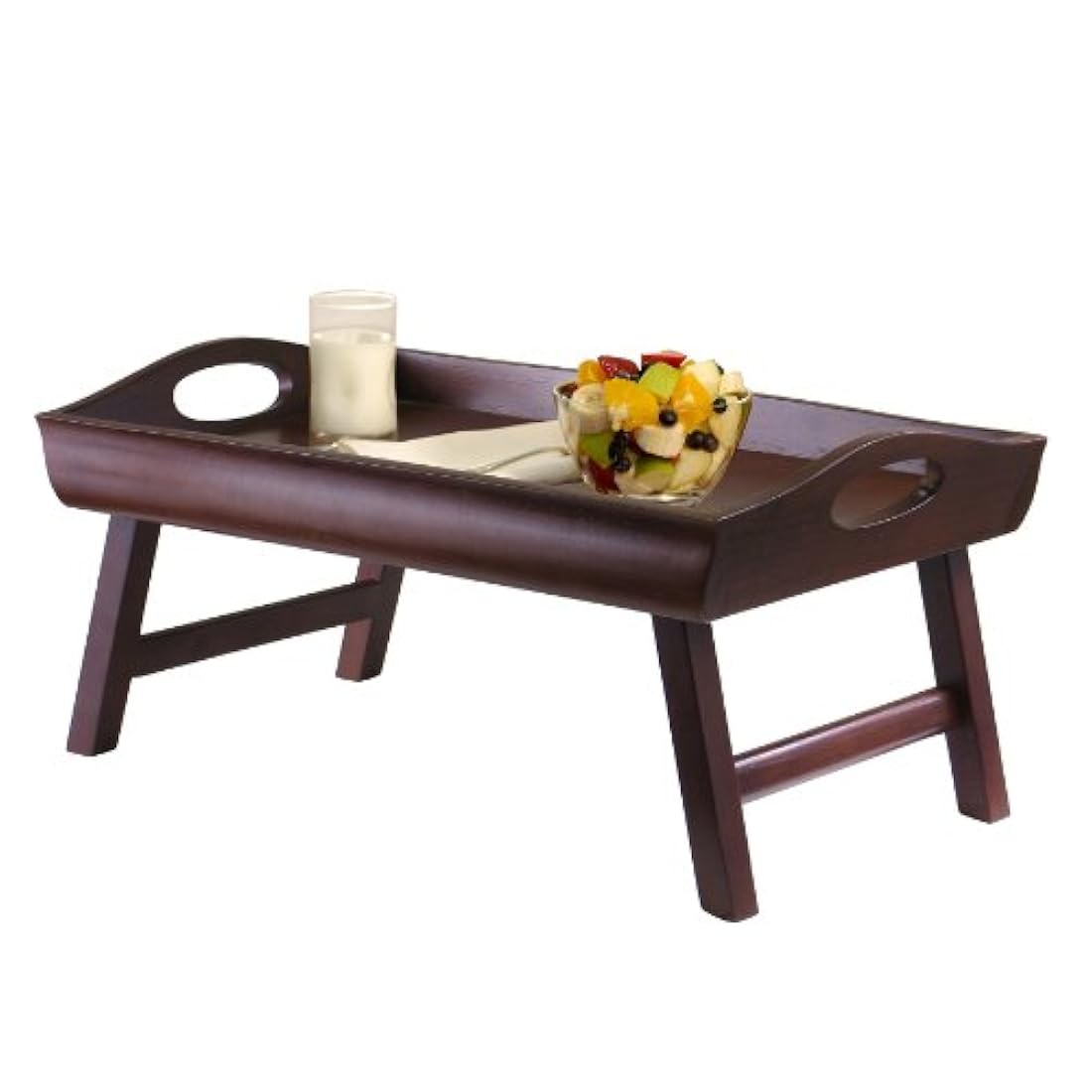Bandeja de cama con borde curvo, patas plegables