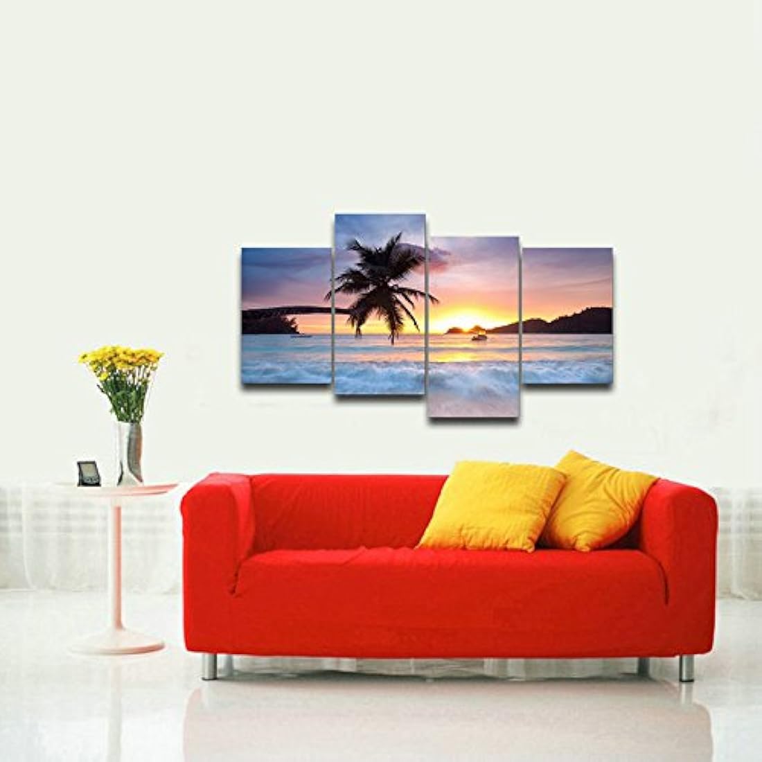 Playa tema 4 paneles Giclee Lienzos Sobre lona de paisaje
