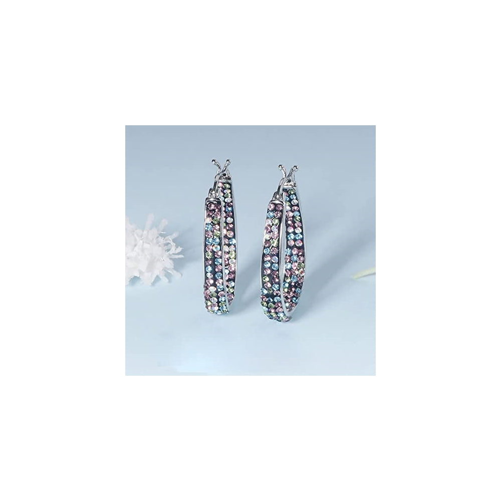 Aretes de aro ovalados chapados en plata