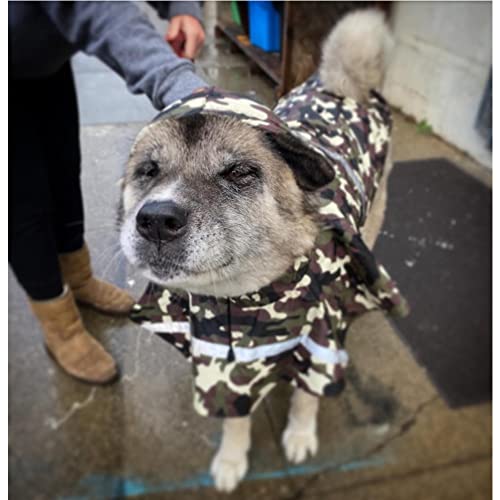NACOCO - Impermeable ajustable para perros, poncho a prueba de agua, ropa ligera para lluvia con capucha y tira reflejante