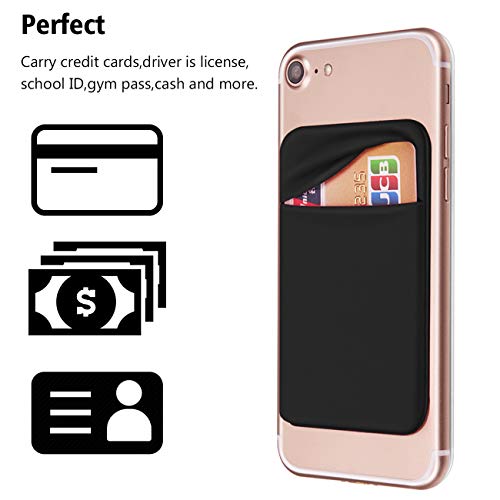 OBVIS Bolsillo para teléfono celular, tarjetero autoadhesivo con adhesivo 3M RFID, tarjetero para tarjeta de crédito ATM, para iPhone Android, 2 unidades, color negro