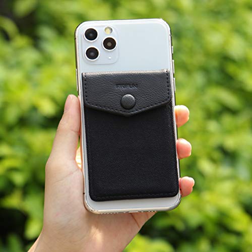 Frifun - Cartera de piel autoadhesiva para tarjetas de crédito, Negro
