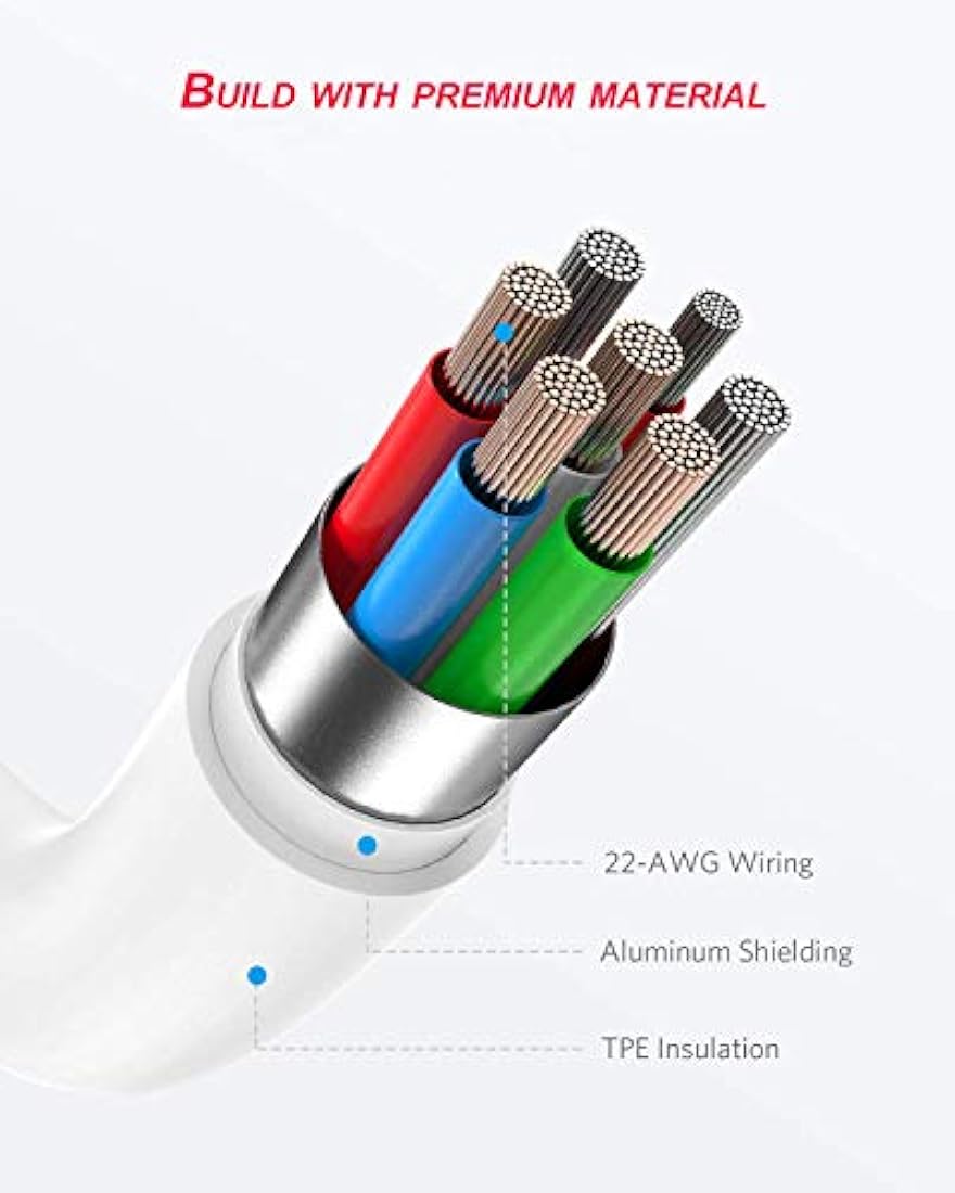 Cable cargador para iPhone 6 pies, 5 unidades