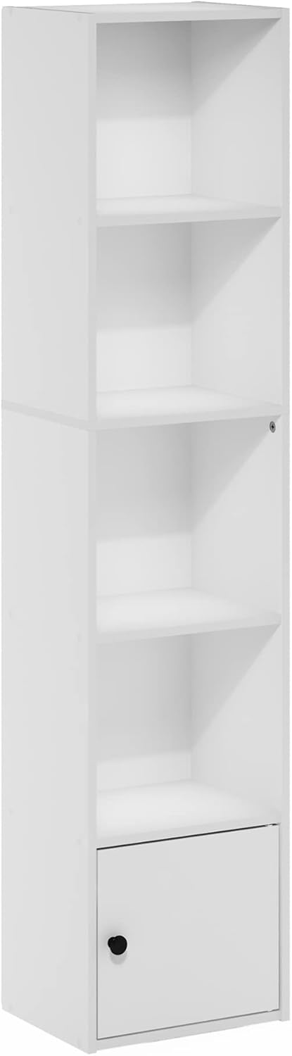 Estantería con armario de almacenamiento, 5 cubos, 1 puerta