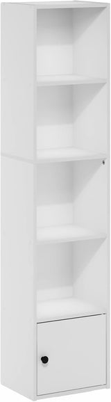 Estantería con armario de almacenamiento, 5 cubos, 1 puerta