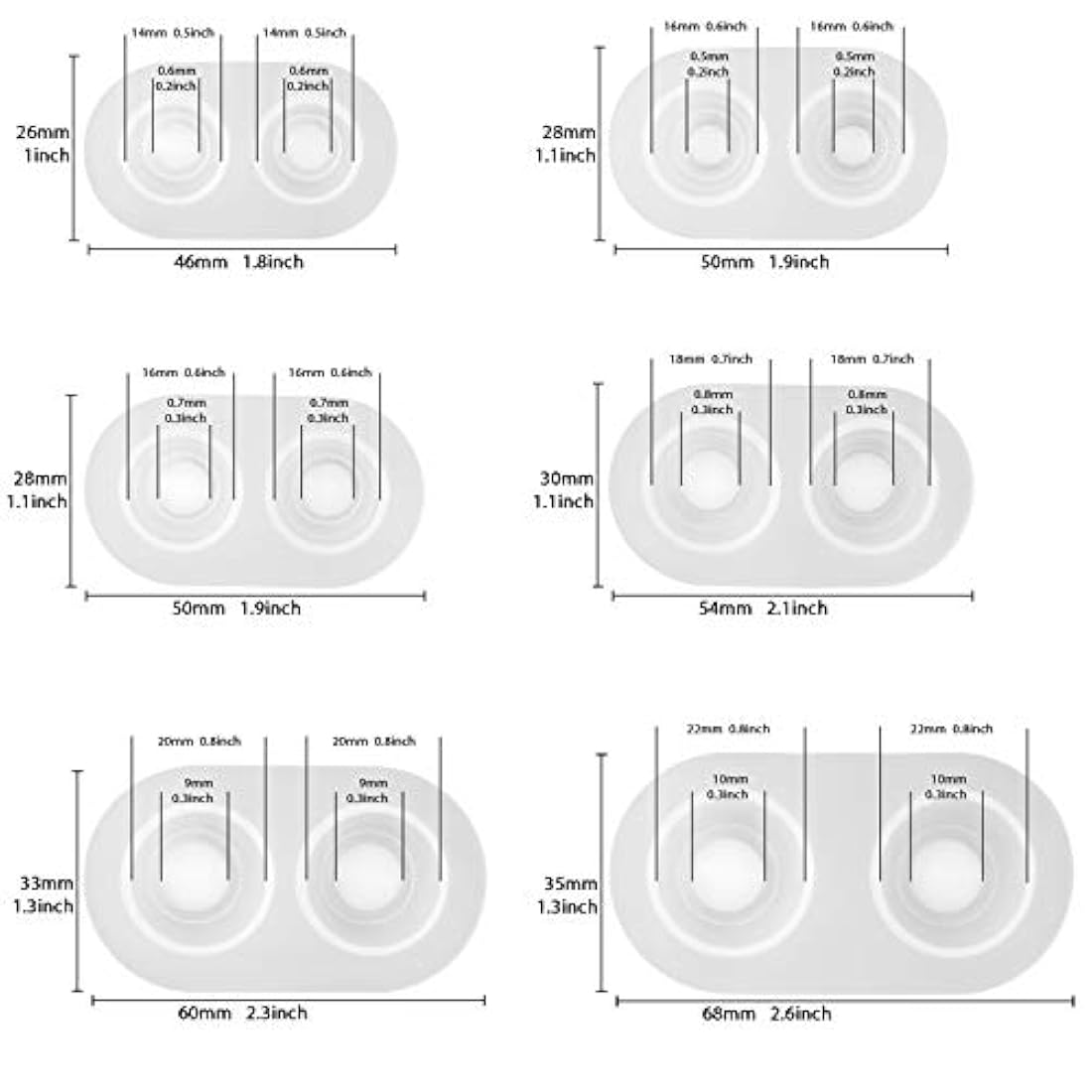 Funshowcase Moldes de silicona para cúpula de globo ocular, 6 unidades