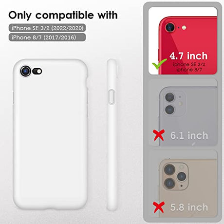 DTTOCASE - Funda para iPhone SE 2022/2020, iPhone 8, iPhone 7, funda de silicona líquida para iPhone SE 8 7 de 4.7 pulgadas, funda protectora colorida suave y sedosa para niñas y mujeres, color blanco