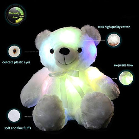 Peluche de Oso con luces lED blanco, 18.0in, SOFI