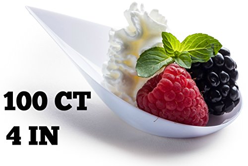 Mini platos de postre Cucharas de degustación blancas