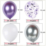 Globos de confeti color metal púrpura y plata