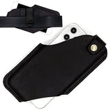TobbinGear Funda de cuero para teléfono celular con clip para cinturón, bolsa de cuero para cinturón, funda universal de cuero para teléfono, soporte para iPhone, funda de teléfono celular, color negro mediano
