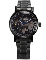 Reloj mecánico de cuerda de acero inoxidable negro