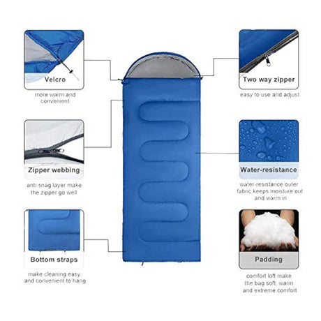 Saco de dormir, ligero, 3 estaciones, para niños, adultos