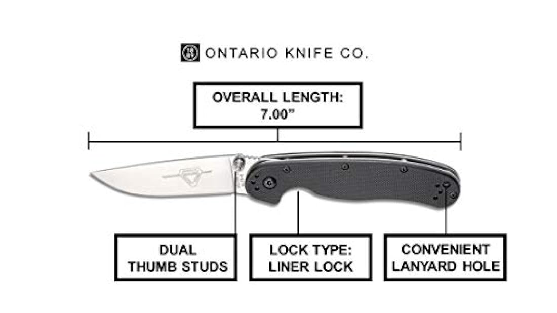 Cuchillo plegable Ontario Knife OKC Rat Ii Sp de mango negro