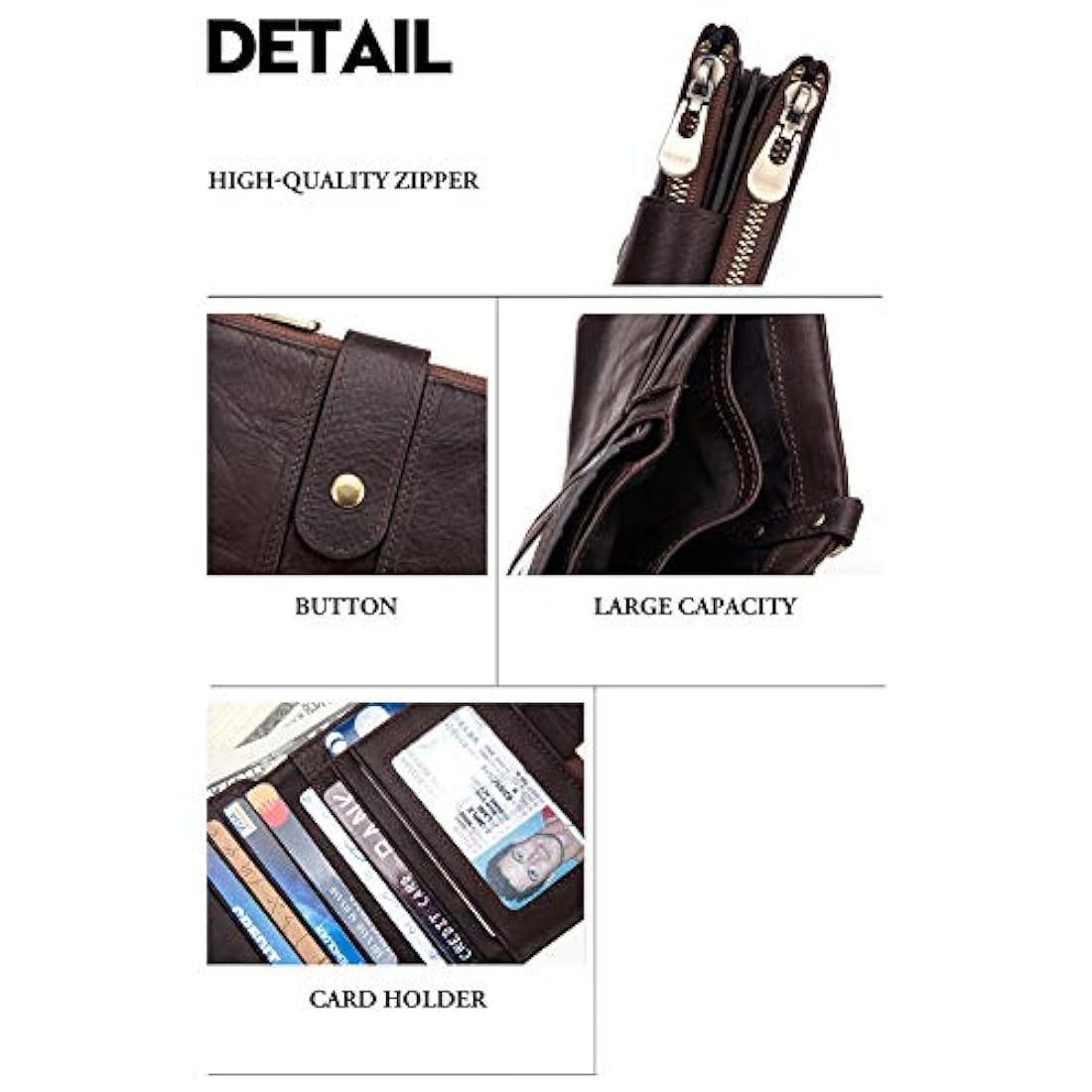 Boshiho billeteras de piel real RFID bloqueo bifold  hombres