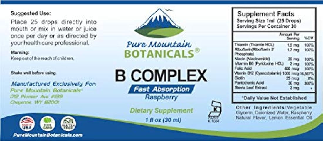 Complejo Vitamina B Líquido  Sabor de frambuesa