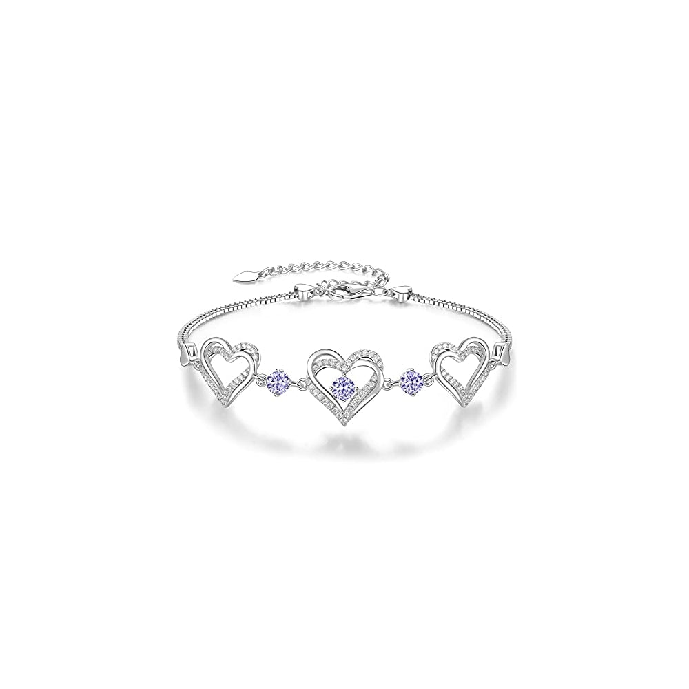 Pulseras y tobilleras de  plata fina con colgante de corazón