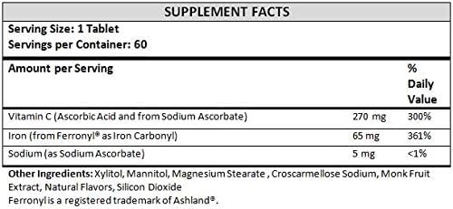 Suplemento Hierro masticable 65 mg con vitamina C 270 m 60un