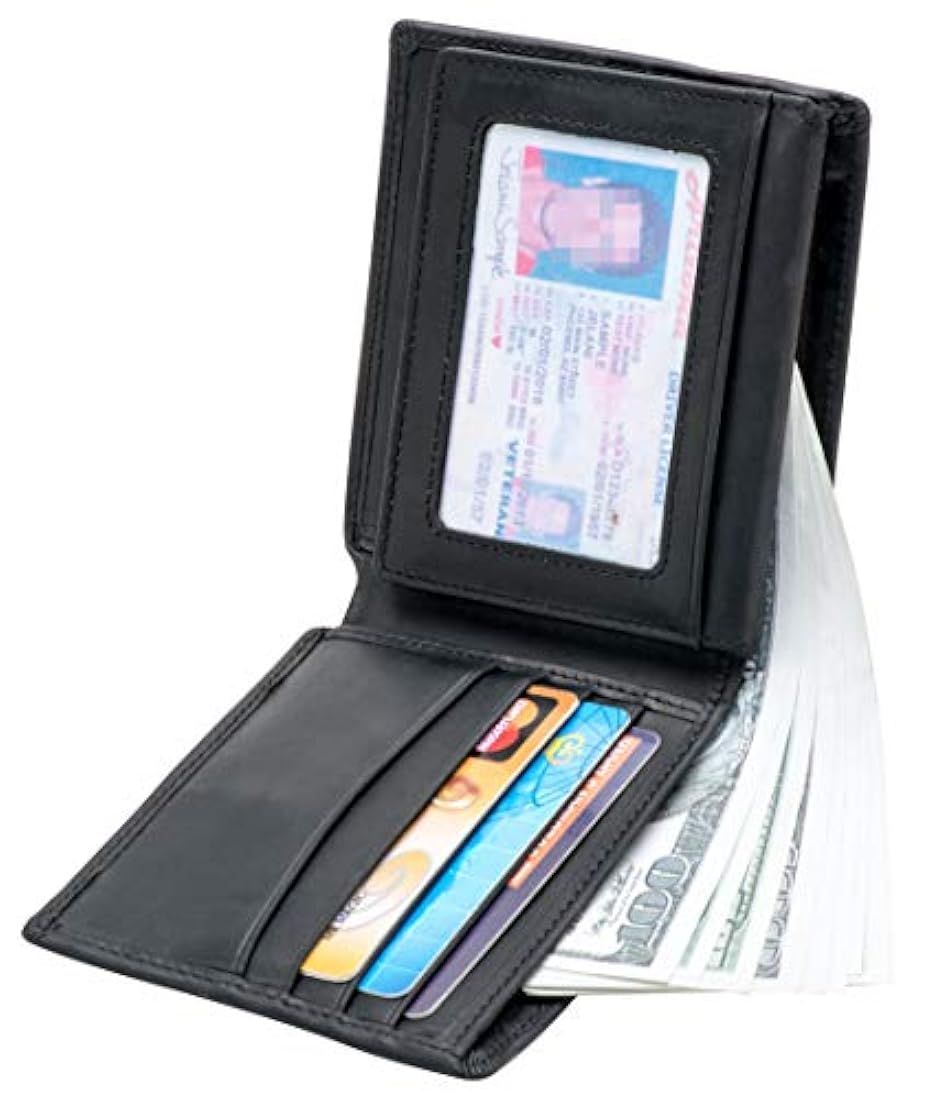 Billetera para hombre con cremallera y de piel auténtica