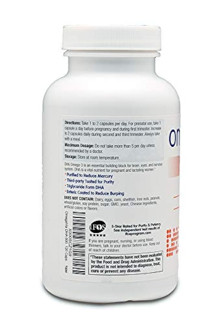 OmegaVia DHA 600 mg Omega-3 Aceite de pescado, 120 cápsulas