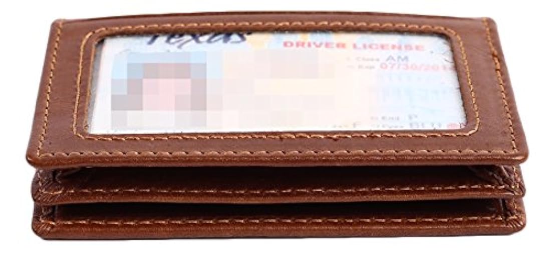 Billetera delgada de cuero auténtico con bolsillo frontal