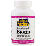 Biotina Extra Fuerza de 10000 MCG Natural factores 60 Vcaps