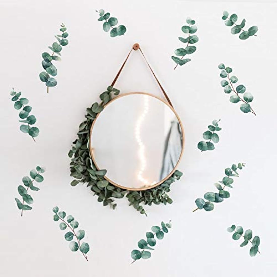 Adhesivo decorativo para pared con diseño de hojas de eucalipto