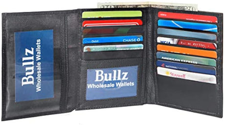 Bullz - Billetera de piel auténtica, estilo europeo