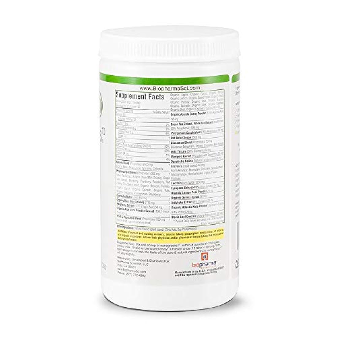 Producto  preparar bebida Biopharma Scientific NanoGreens 10