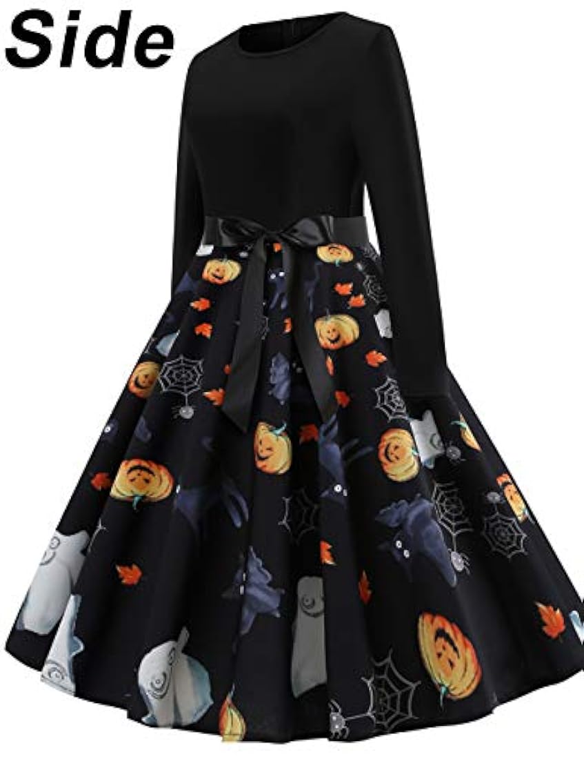 Vestido de manga larga para mujer con diseño de calabaza