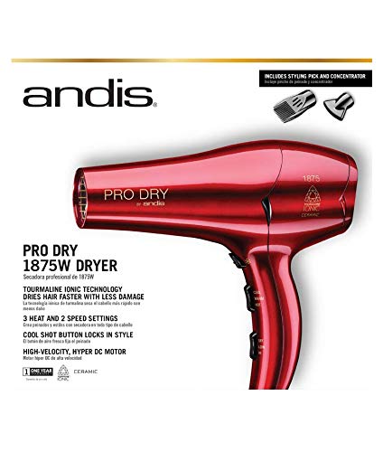 Secador de pelo profesional iónico 1875W con 3 temperaturas y 2 velocidades