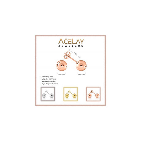 Aretes tipo dormilona de plata esterlina chapados en oro