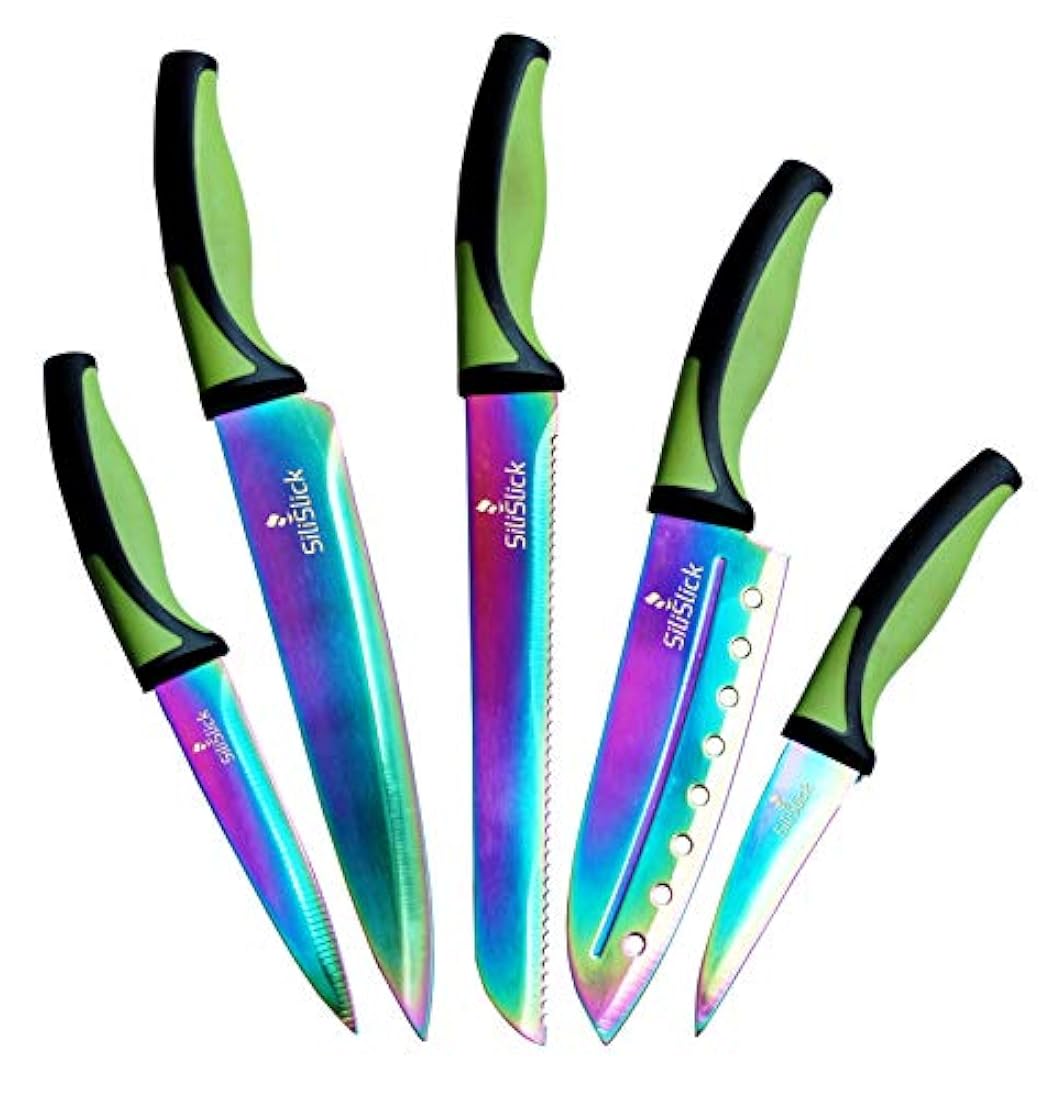 SiliSlick - Juego de 5 cuchillos elegantes, calidad chef,