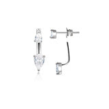 Aretes de plata forma de pera doble con circonita cúbica