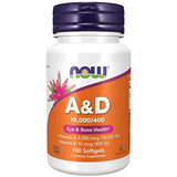 NOW Supplements, Vitamina A & D 10.000/400 UI, Salud de los ojos*, Nutrición Esencial, 100 cápsulas blandas