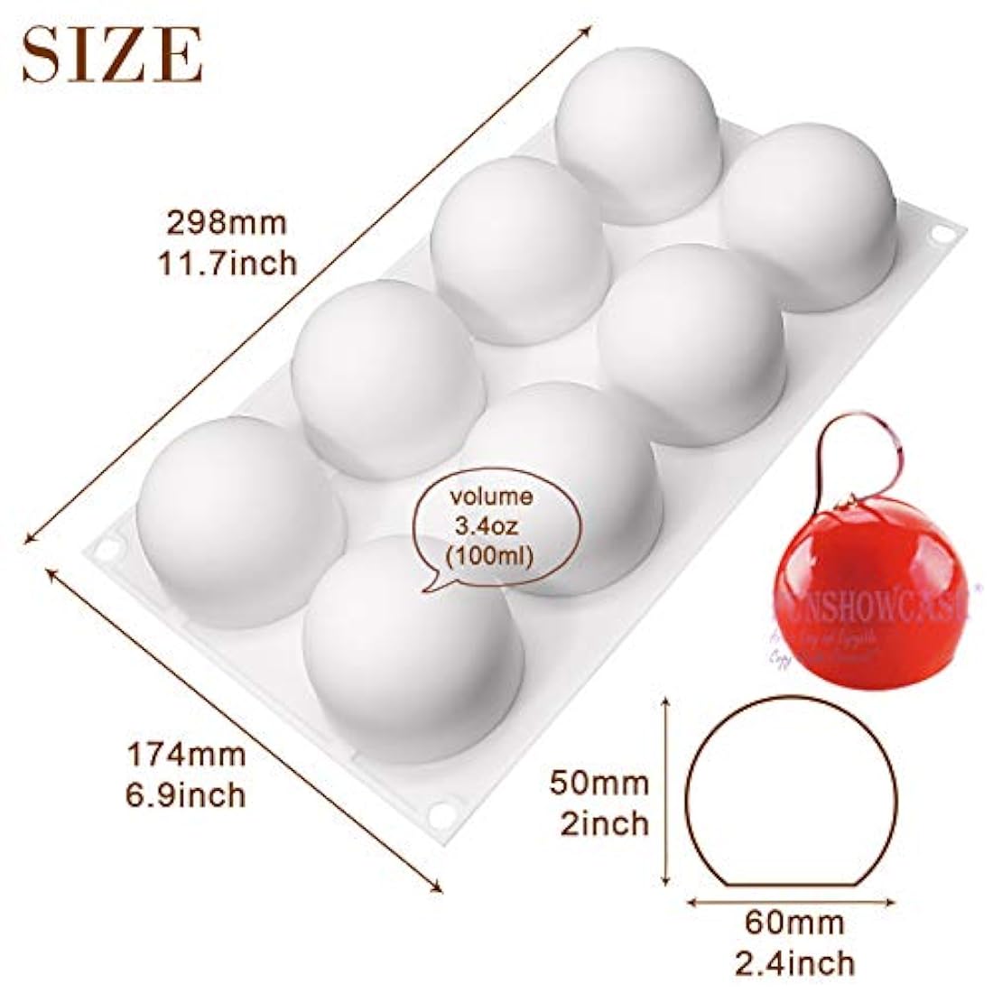 Molde de silicona para 8 cavidades, diseño de trufas