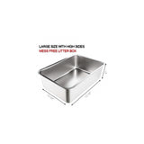Caja de arena de acero inoxidable para gatos y conejos