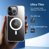 JUSTCOOL Funda magnética para iPhone 13 Pro, [no amarillea] [Protección contra caídas de grado militar] Funda delgada delgada y transparente para iPhone 13 Pro de 6.1 pulgadas (transparente magnética)