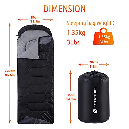 Saco de dormir, para mochila, ligero, impermeable, para clima frío, campamento, senderismo, viajar, cacería, con bolsa de compresión, para adulto y niño
