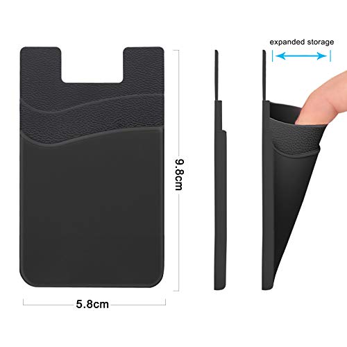 Tarjetero para la parte posterior del teléfono, cartera de teléfono SS con funda para tarjeta de crédito, bolsillo de silicona para teléfono celular, compatible con iPhone, Samsung Galaxy y la mayoría de teléfonos SamrtPhones, paquete de 4