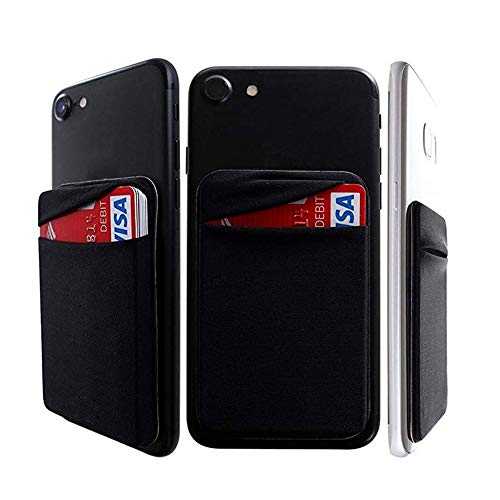 Paquete de 4 soportes para tarjetas de teléfono celular con adhesivo adhesivo para la parte posterior del teléfono, fundas elásticas para tarjetas de identificación, bolsillo para tarjetas de crédito, billetera para teléfonos inteligentes Android