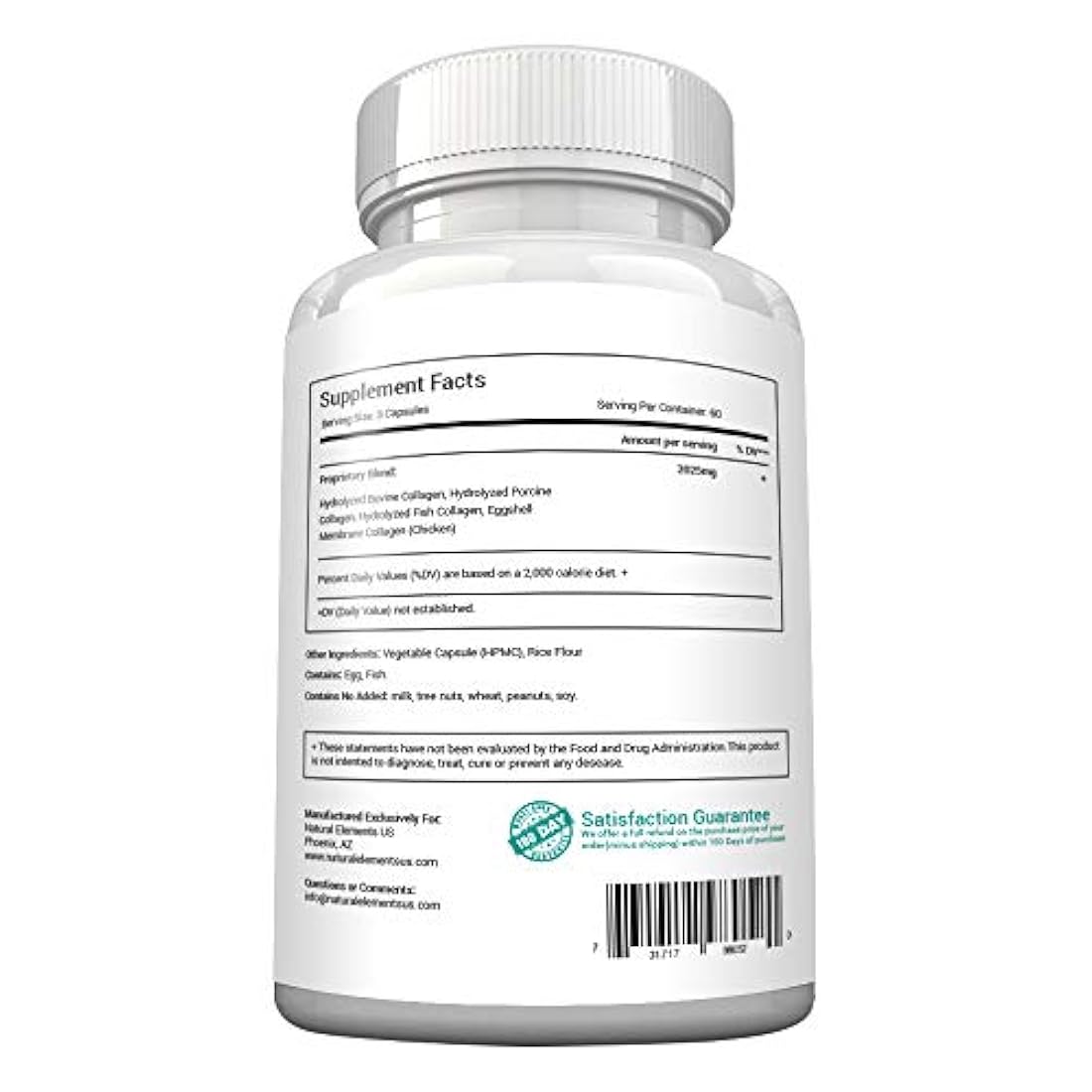 Cápsulas de proteínas de colágeno múltiple - 180 cápsulas