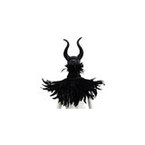 Disfraz chal gótico con plumas negras y cuernos  Maleficent